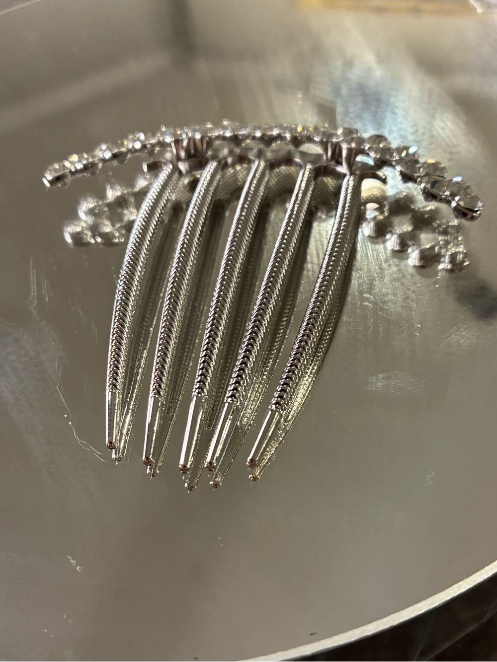 Crystal Rhinestone Hair Comb - Silver - Picture 4 of 9